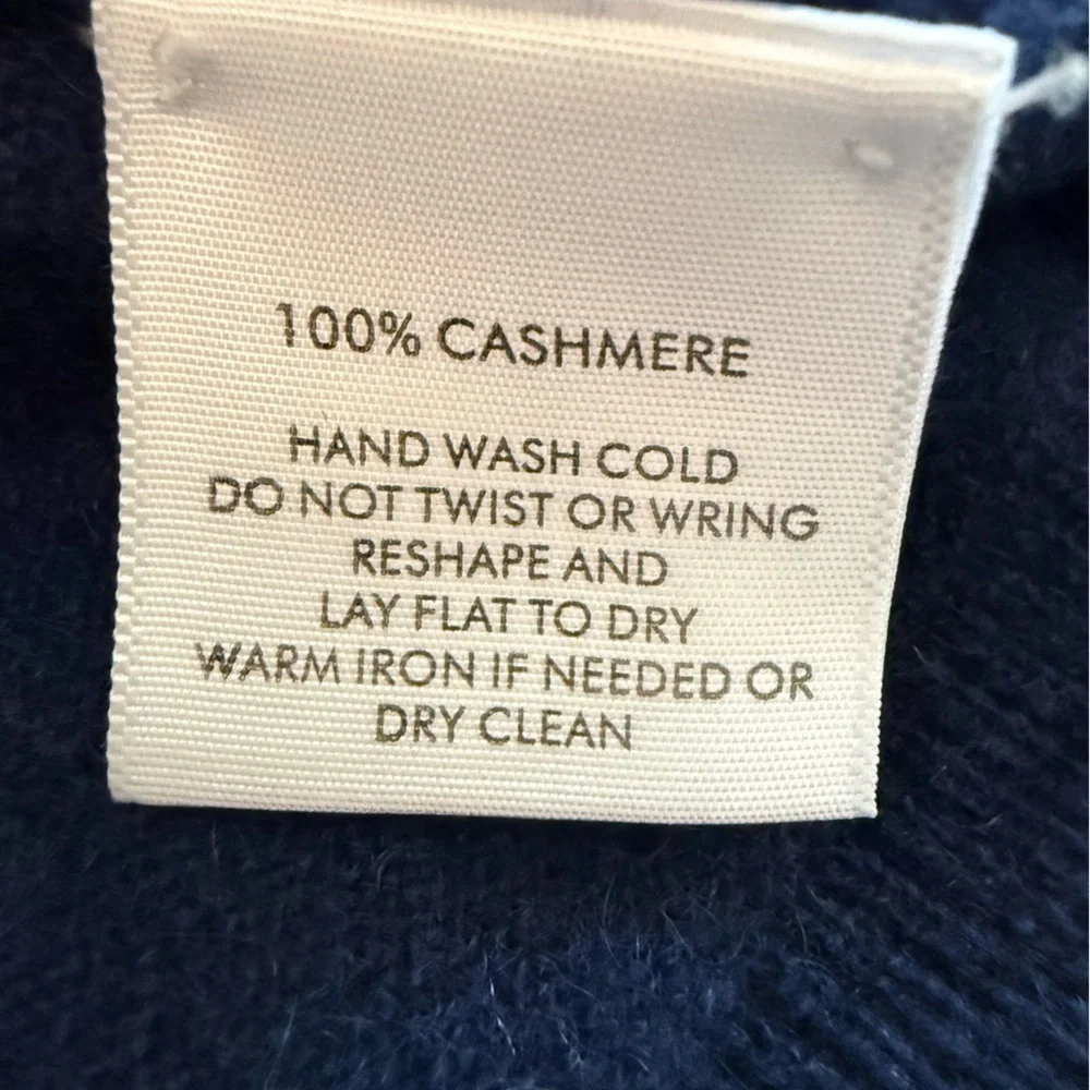 White + Warren 100% Cashmere Navy Button Front Cardigan Sweater